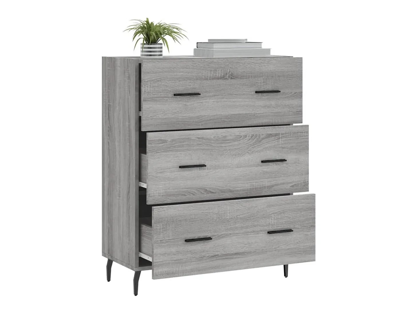 Aparador de madera de ingeniería gris Sonoma 69,5x34x90 cm ES96115