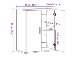 Aparador de madera de ingeniería 2 uds roble ahumado 60x31x70cm