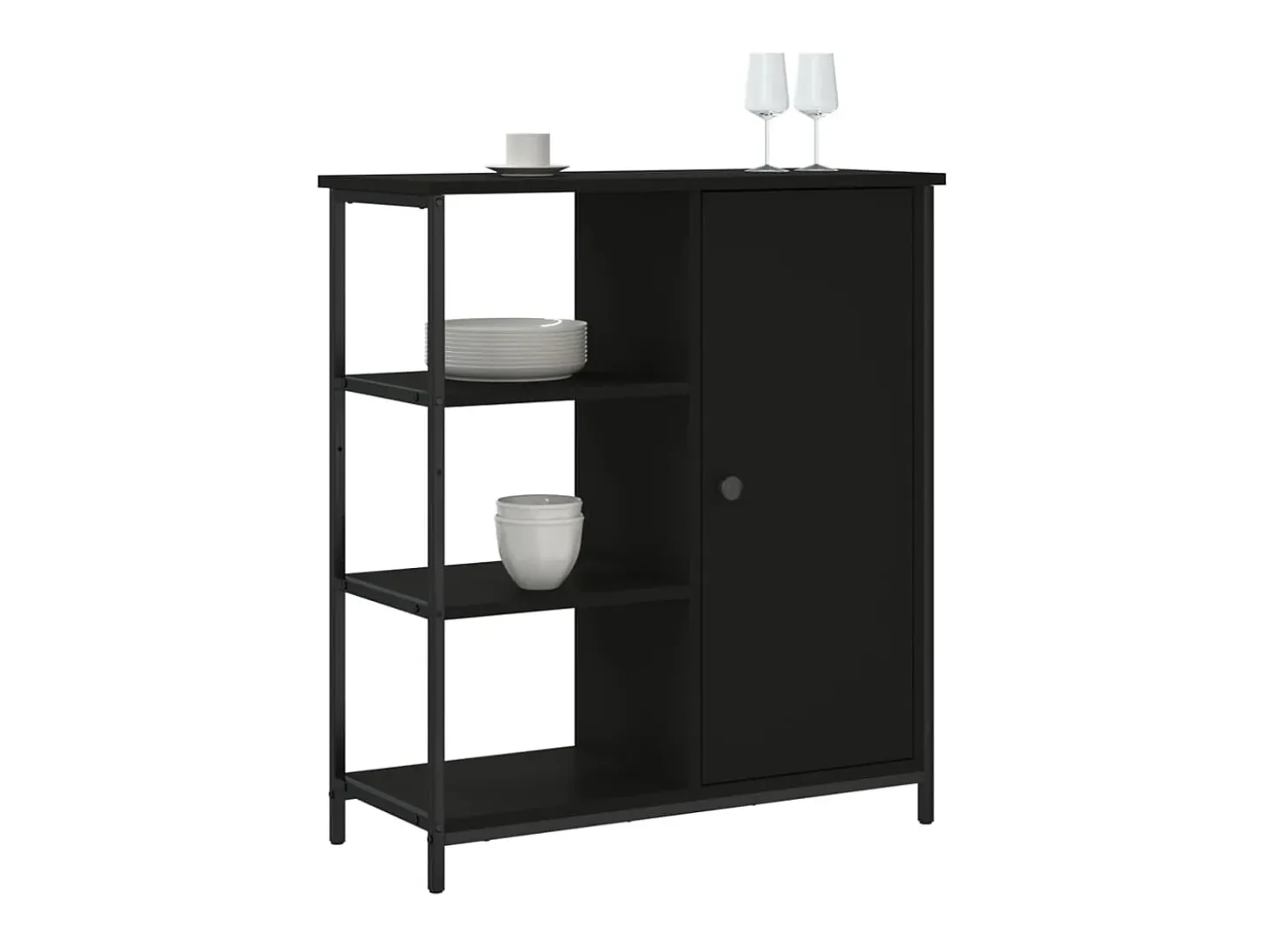 Aparador de madera de ingeniería negro 70x30x80 cm ES697452