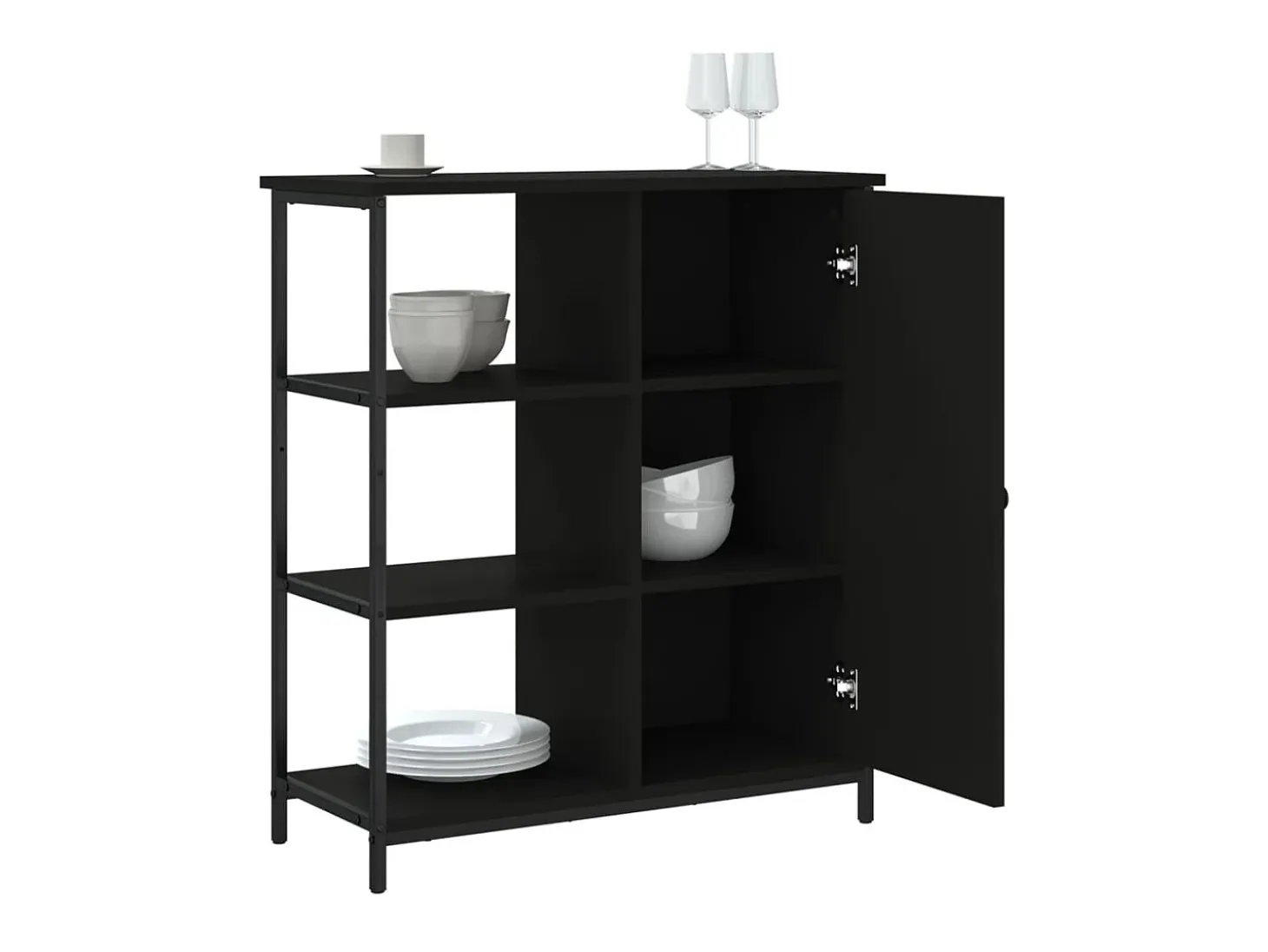 Aparador de madera de ingeniería negro 70x30x80 cm ES697452