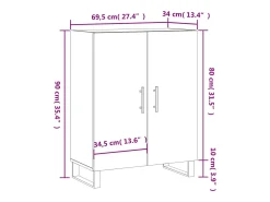 Aparador de madera de ingeniería gris hormigón 69,5x34x90 cm