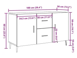 Aparador de madera de ingeniería envejecida 100x36x60 cm