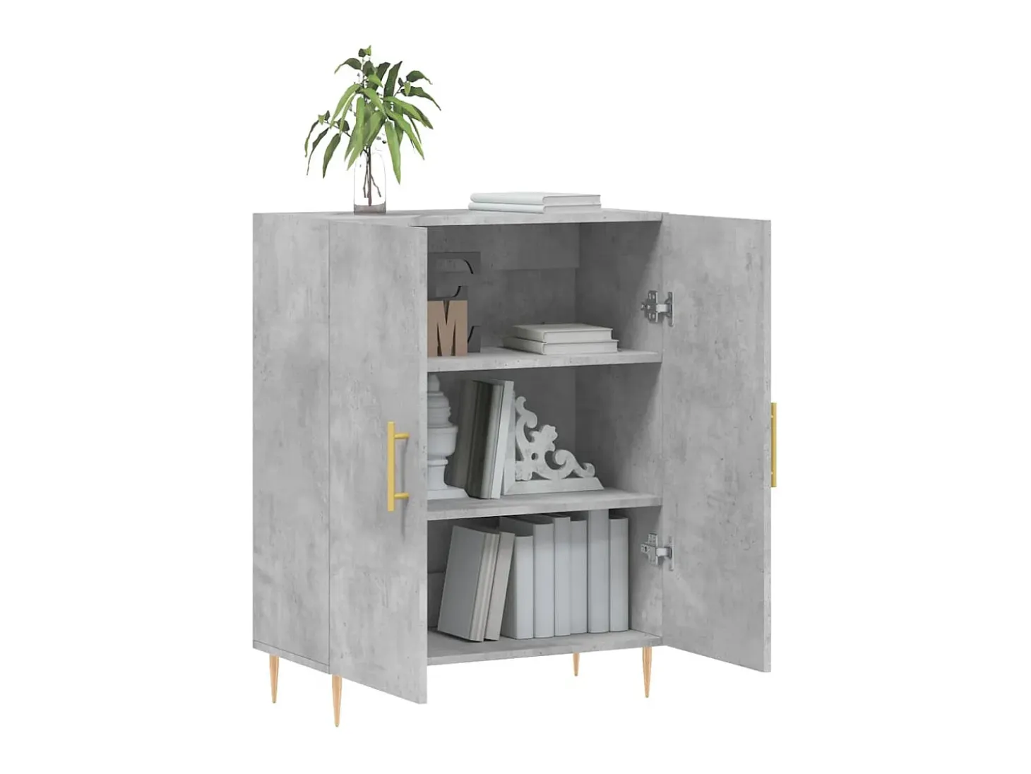 Aparador de madera de ingeniería gris hormigón 69,5x34x90 cm ES92617