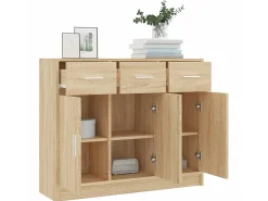 Aparador de madera de ingeniería color roble Sonoma 91x28x75 cm ES58215