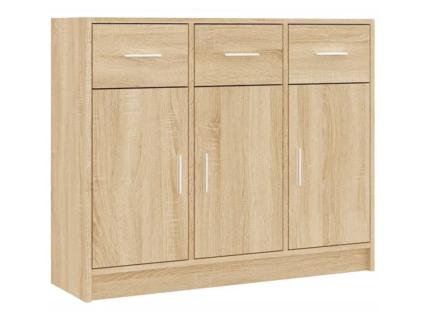 Aparador de madera de ingeniería color roble Sonoma 91x28x75 cm ES58215