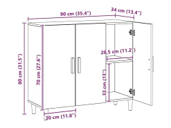 Aparador de madera de ingeniería roble artisan 90x34x80 cm