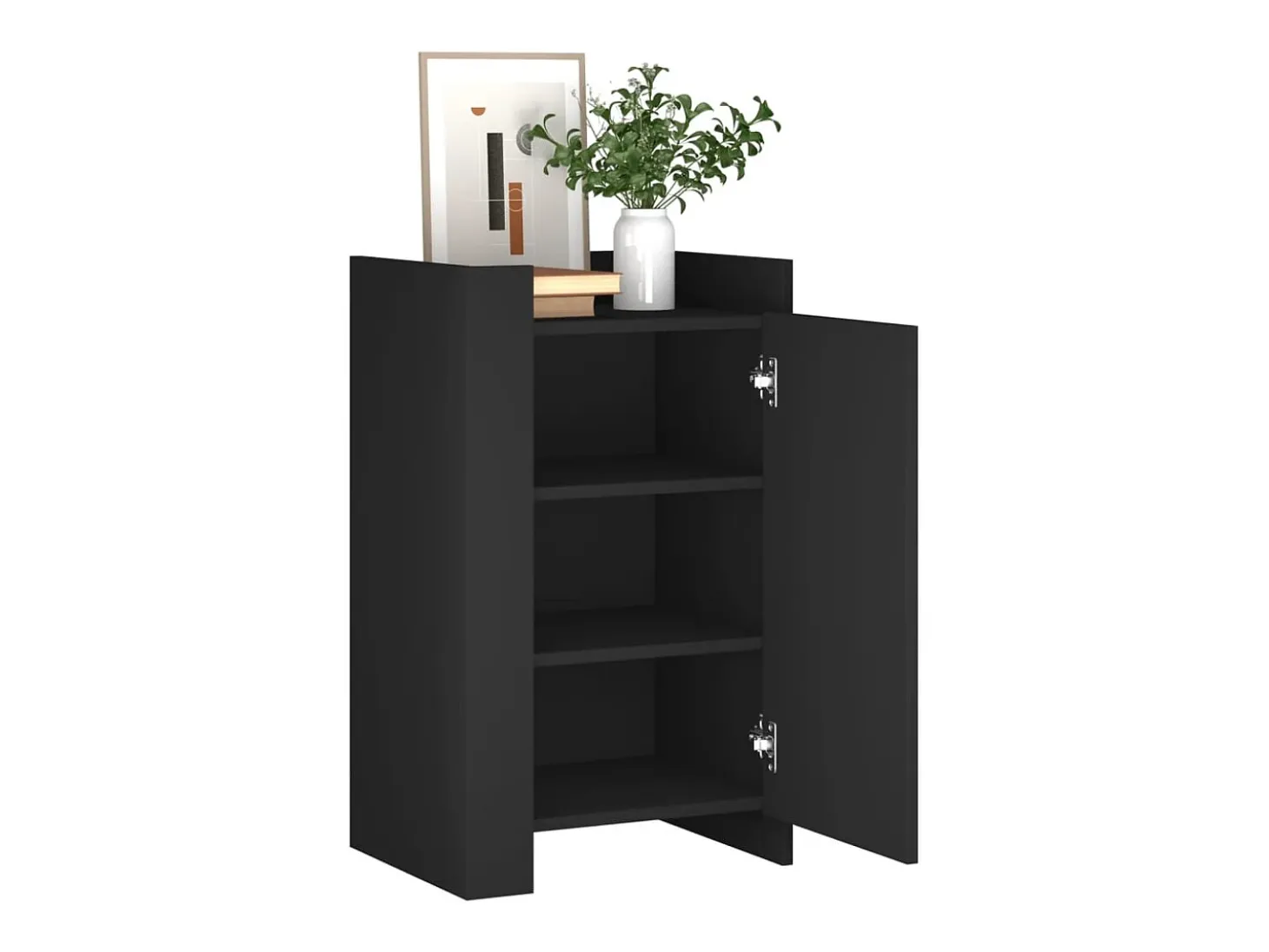 Aparador de madera de ingeniería negro 45x35x75 cm
