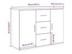 Aparador de madera de ingeniería roble artisan 90x29,5x65 cm