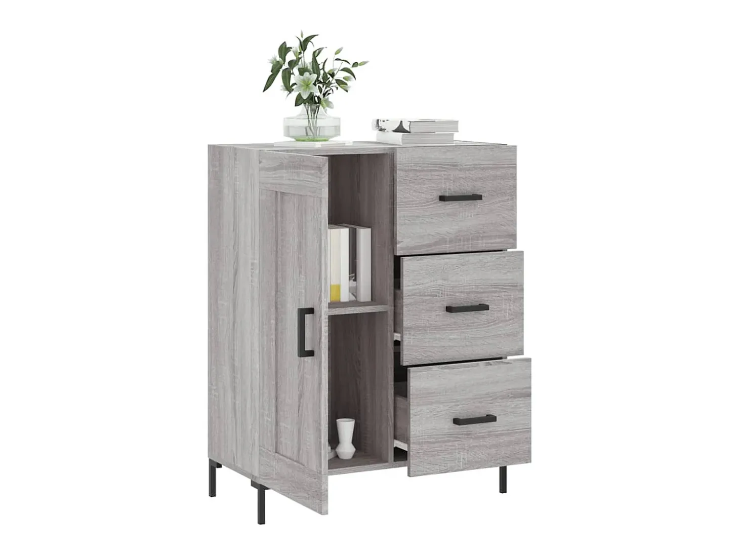 Aparador de madera de ingeniería gris Sonoma 69,5x34x90 cm