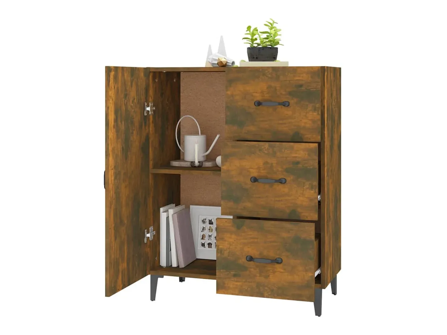 Aparador de madera de ingeniería roble ahumado 69,5x34x90 cm