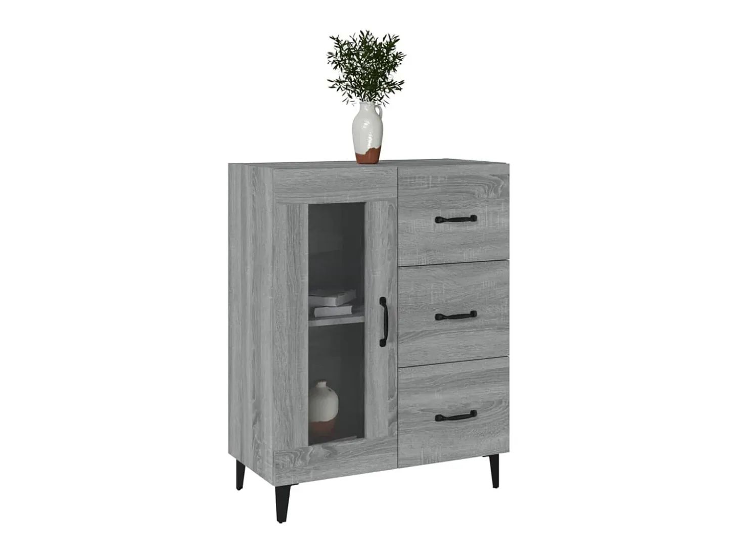 Aparador de madera de ingeniería gris Sonoma 69,5x34x90 cm