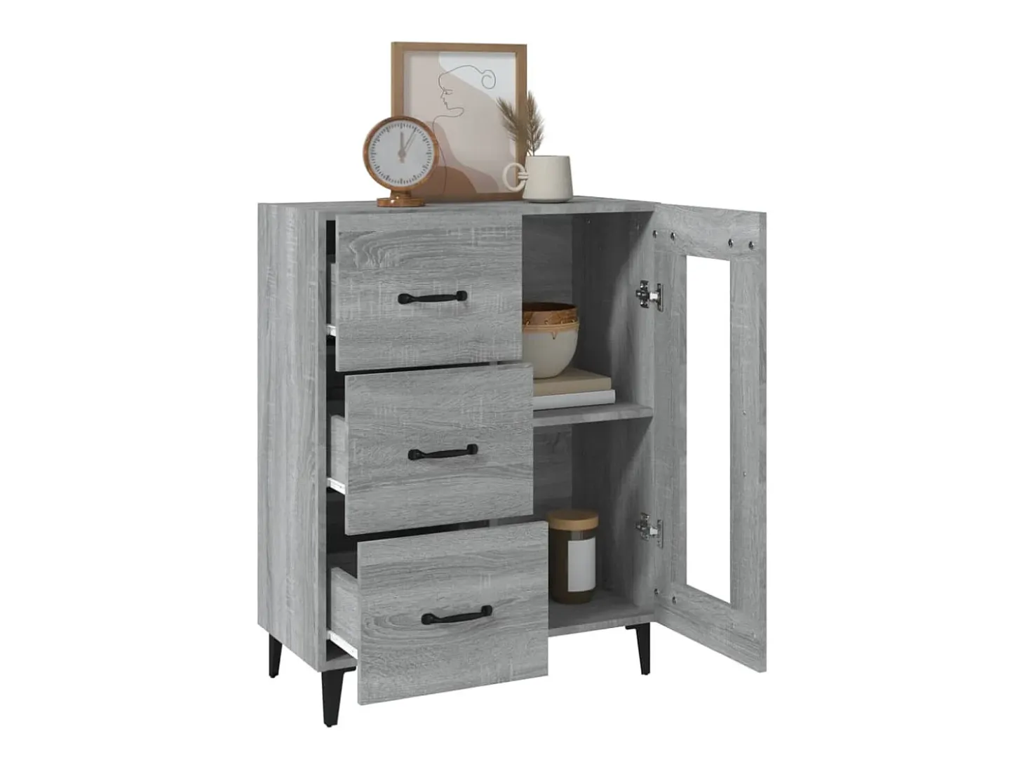 Aparador de madera de ingeniería gris Sonoma 69,5x34x90 cm