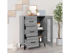 Aparador de madera de ingeniería gris Sonoma 69,5x34x90 cm