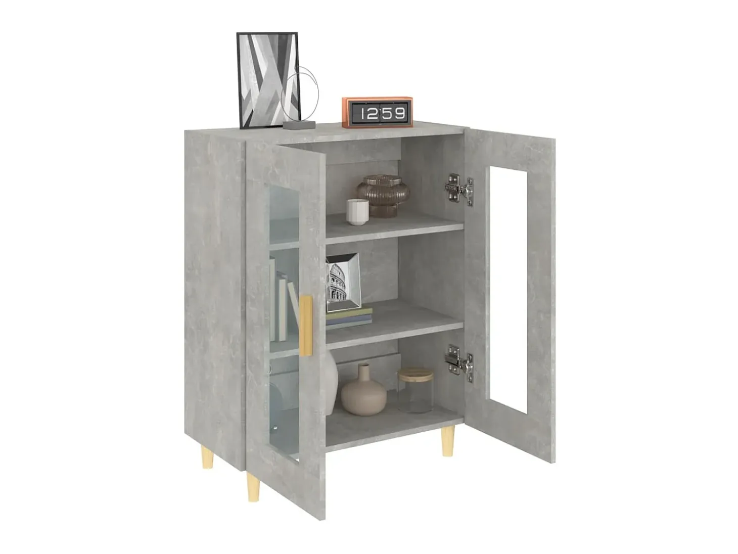 Aparador de madera de ingeniería gris hormigón 69,5x34x90 cm ES49217
