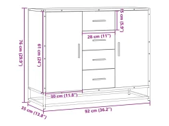 Aparador de madera de ingeniería marrón roble 92x35x76 cm
