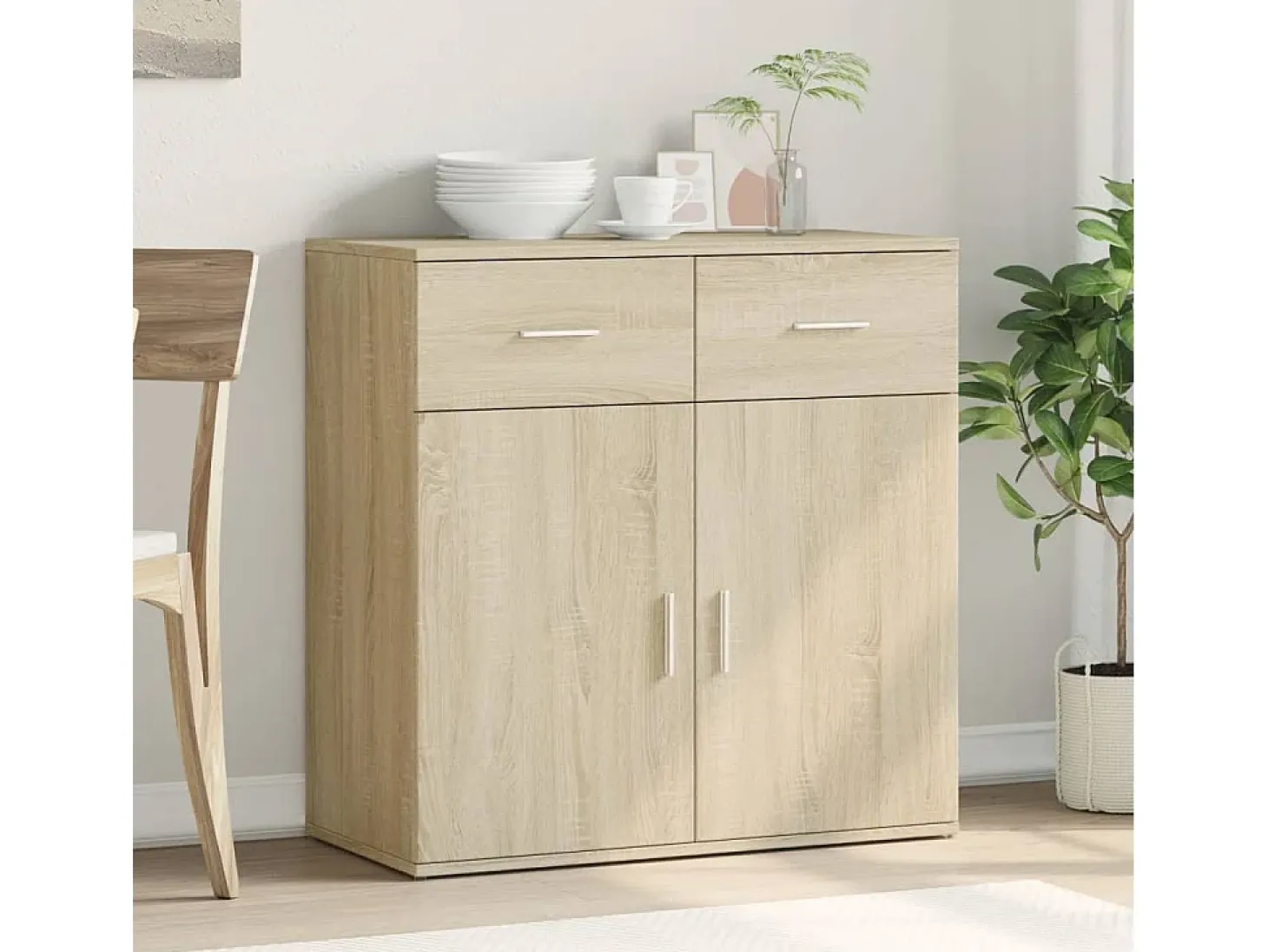 Aparador de madera de ingeniería roble Sonoma 79x38x80 cm ES728241
