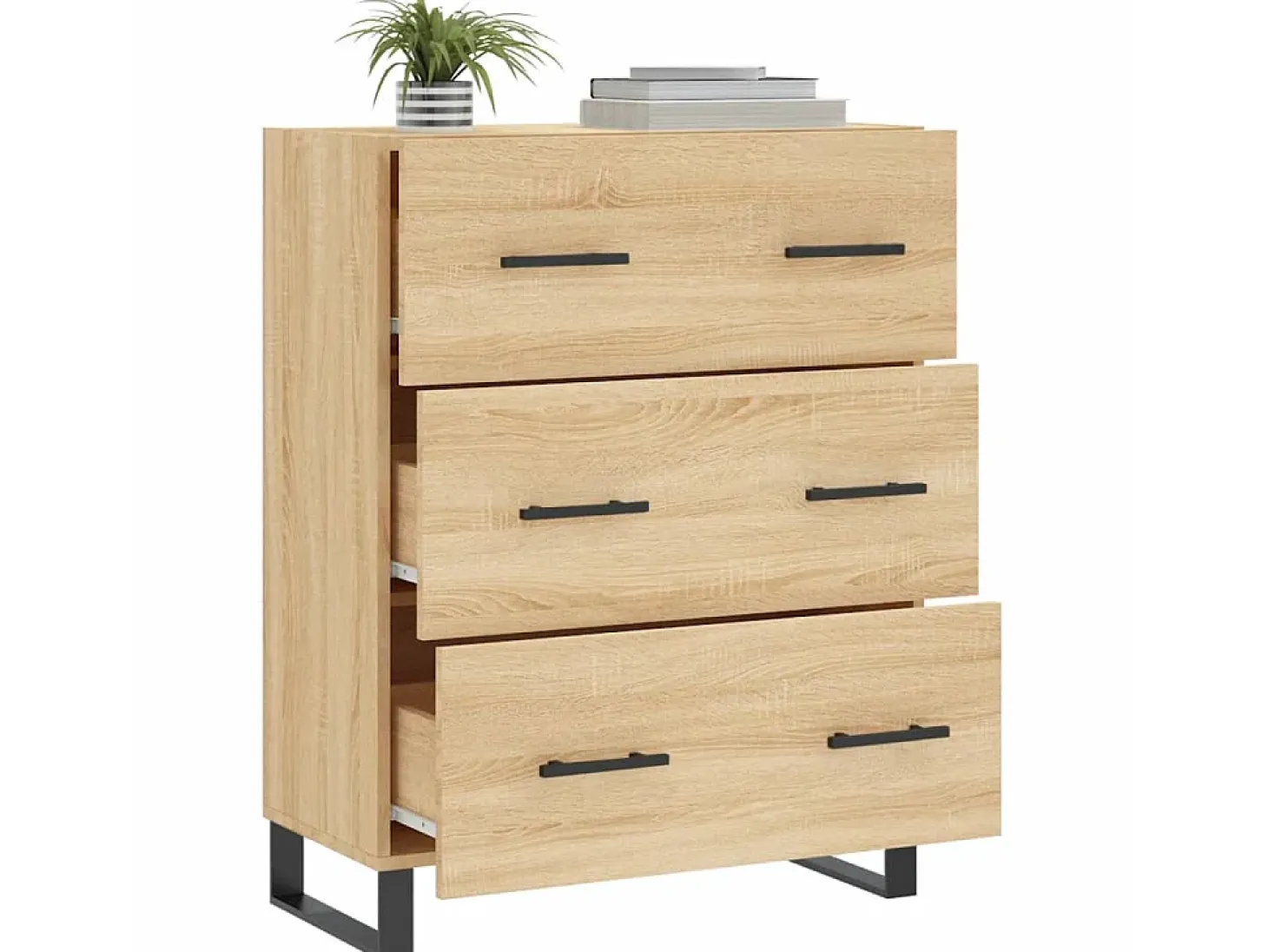 Aparador de madera de ingeniería roble Sonoma 69,5x34x90 cm ES69936