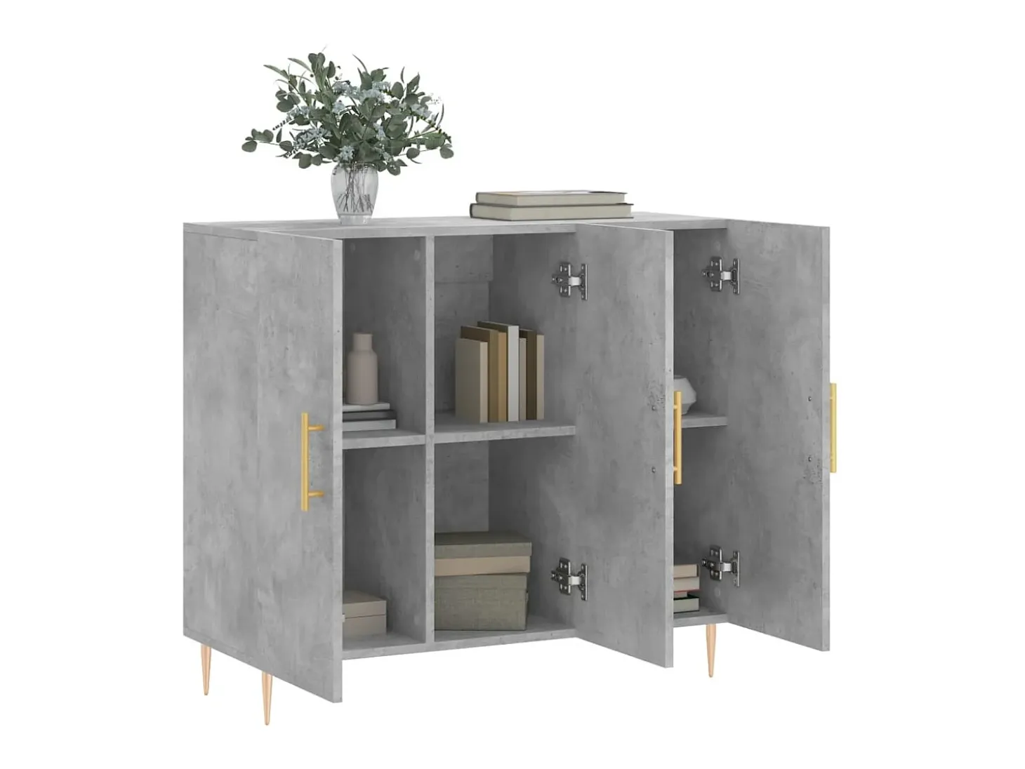 Aparador de madera de ingeniería gris hormigón 90x34x80 cm ES58957