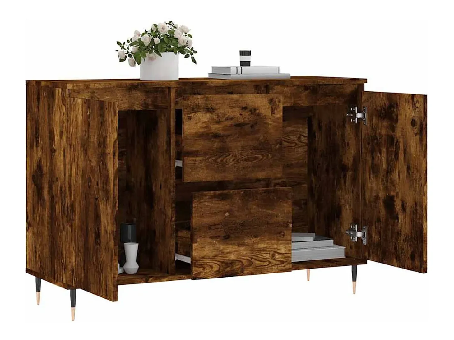 Aparador de madera de ingeniería roble ahumado 101,5x35x70 cm