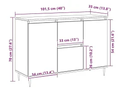 Aparador de madera de ingeniería roble ahumado 101,5x35x70 cm