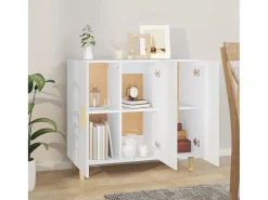 Aparador de madera de ingeniería blanco 90x34x80 cm