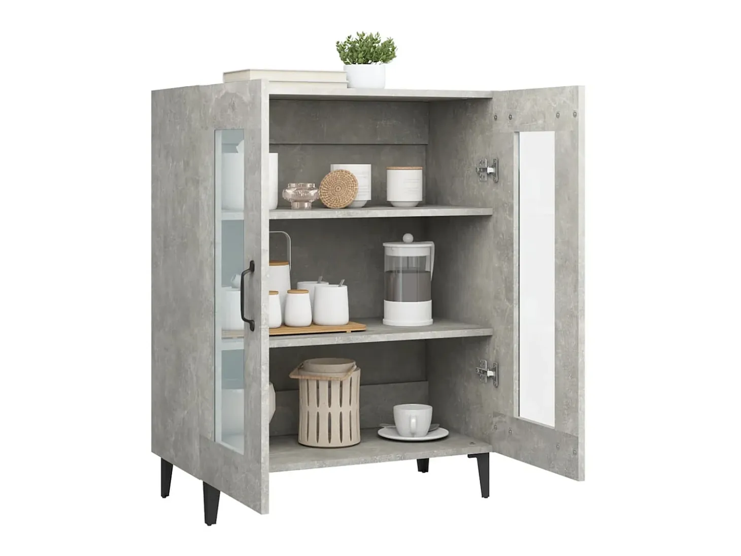 Aparador de madera de ingeniería gris hormigón 69,5x34x90 cm ES13548