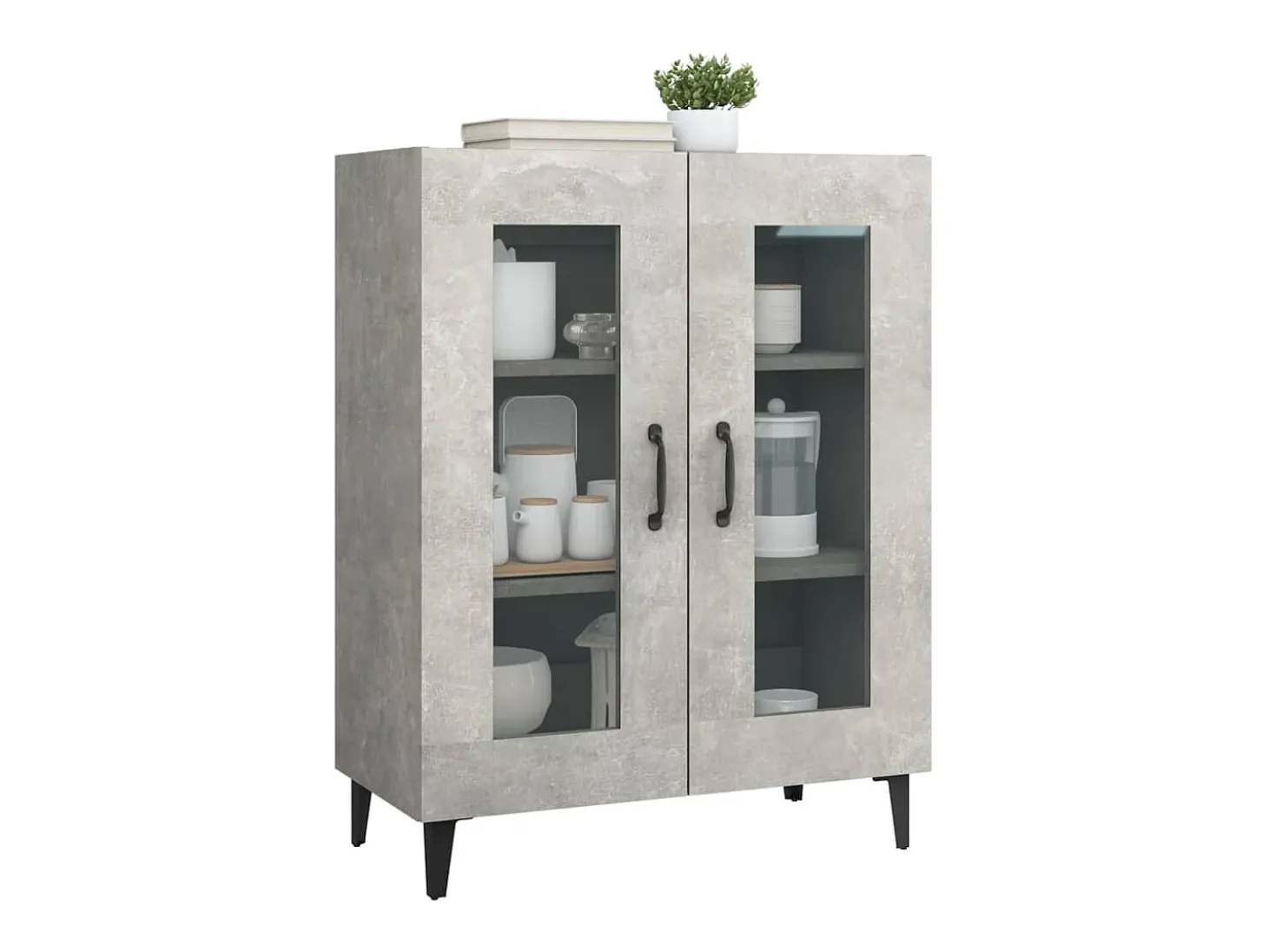 Aparador de madera de ingeniería gris hormigón 69,5x34x90 cm ES13548