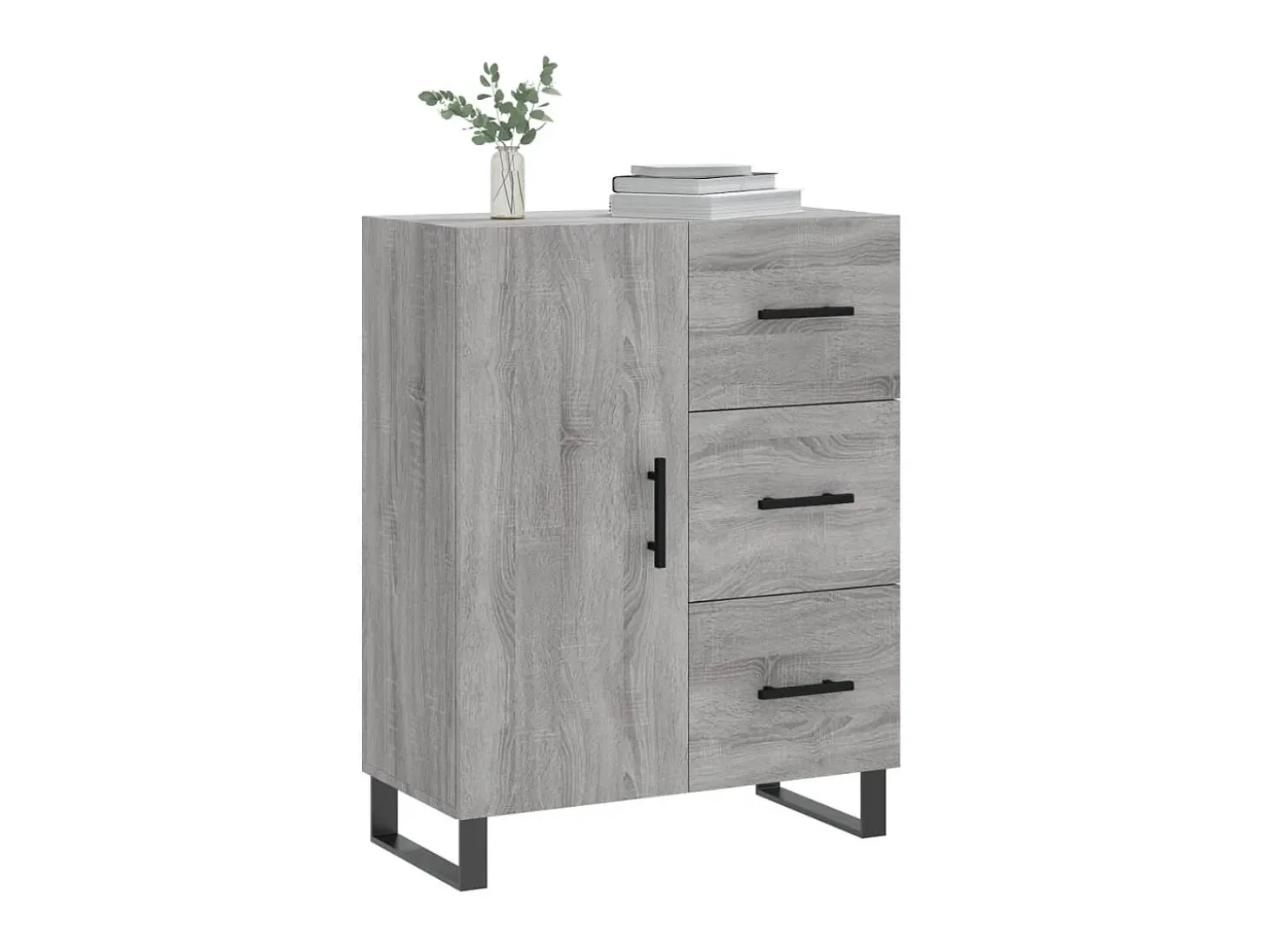 Aparador de madera de ingeniería gris Sonoma 69,5x34x90 cm ES91167