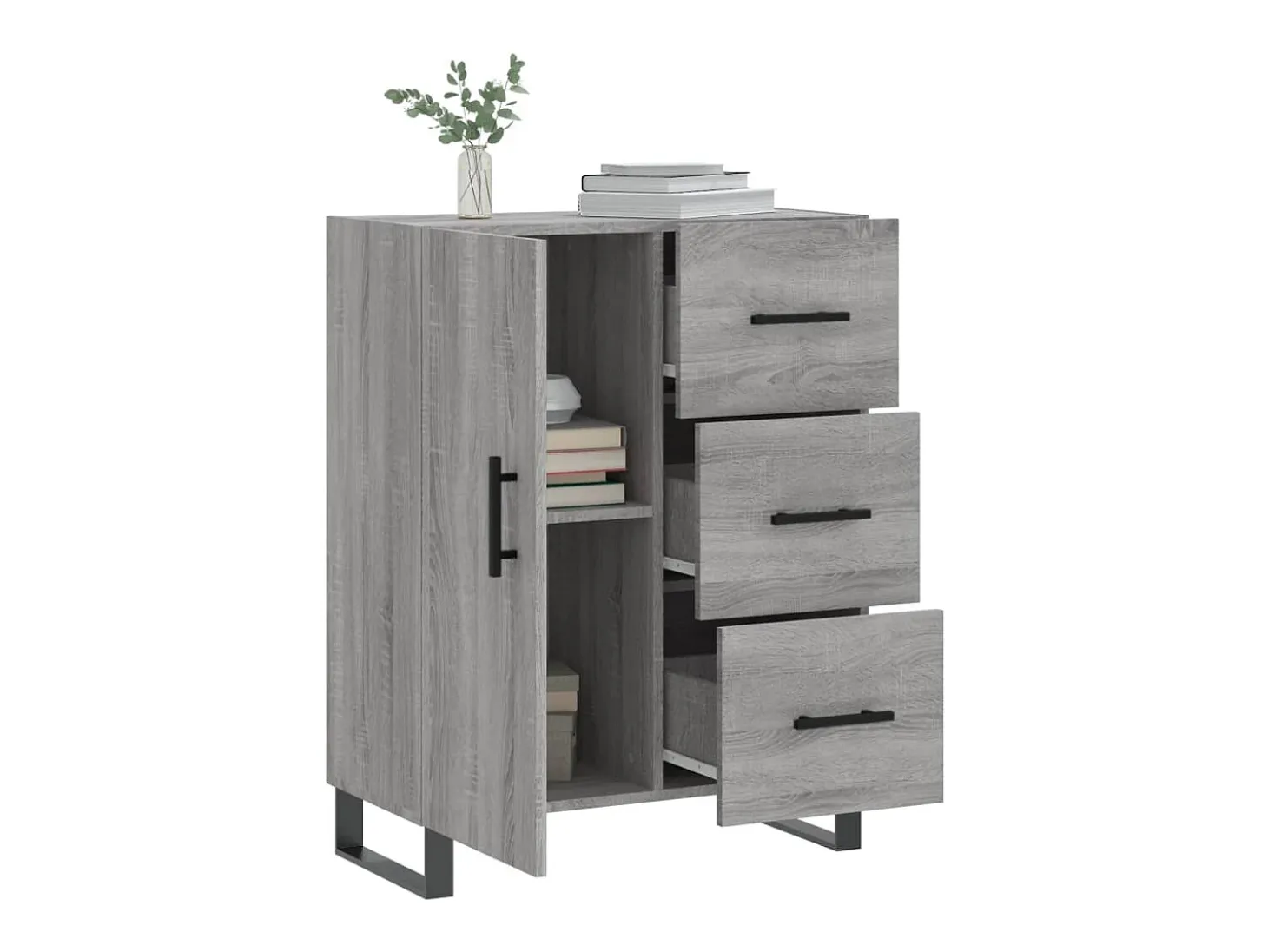 Aparador de madera de ingeniería gris Sonoma 69,5x34x90 cm ES91167