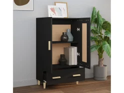 Aparador de madera de ingeniería negro 70x31x115 cm