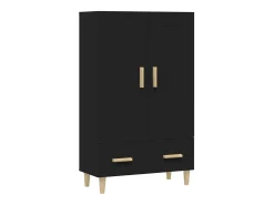 Aparador de madera de ingeniería negro 70x31x115 cm
