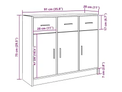 Aparador de madera de ingeniería envejecida 91x28x75 cm
