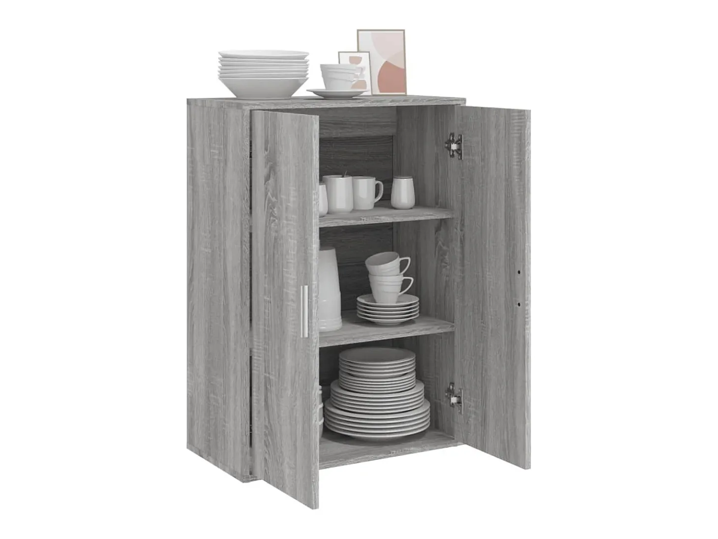 Aparador de madera de ingeniería gris Sonoma 60x31x84 cm ES632491