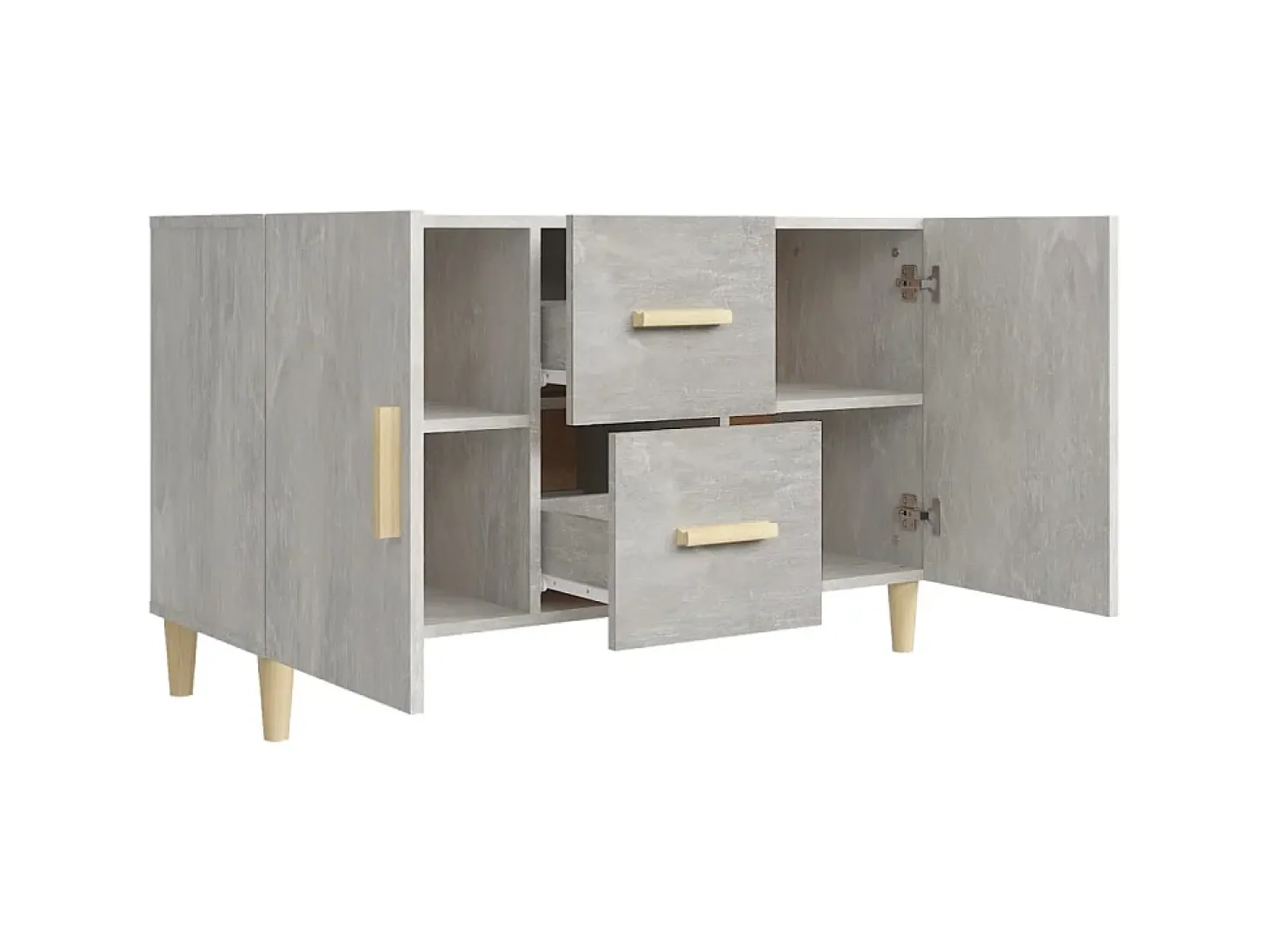Aparador de madera de ingeniería gris hormigón 100x36x60 cm ES87833