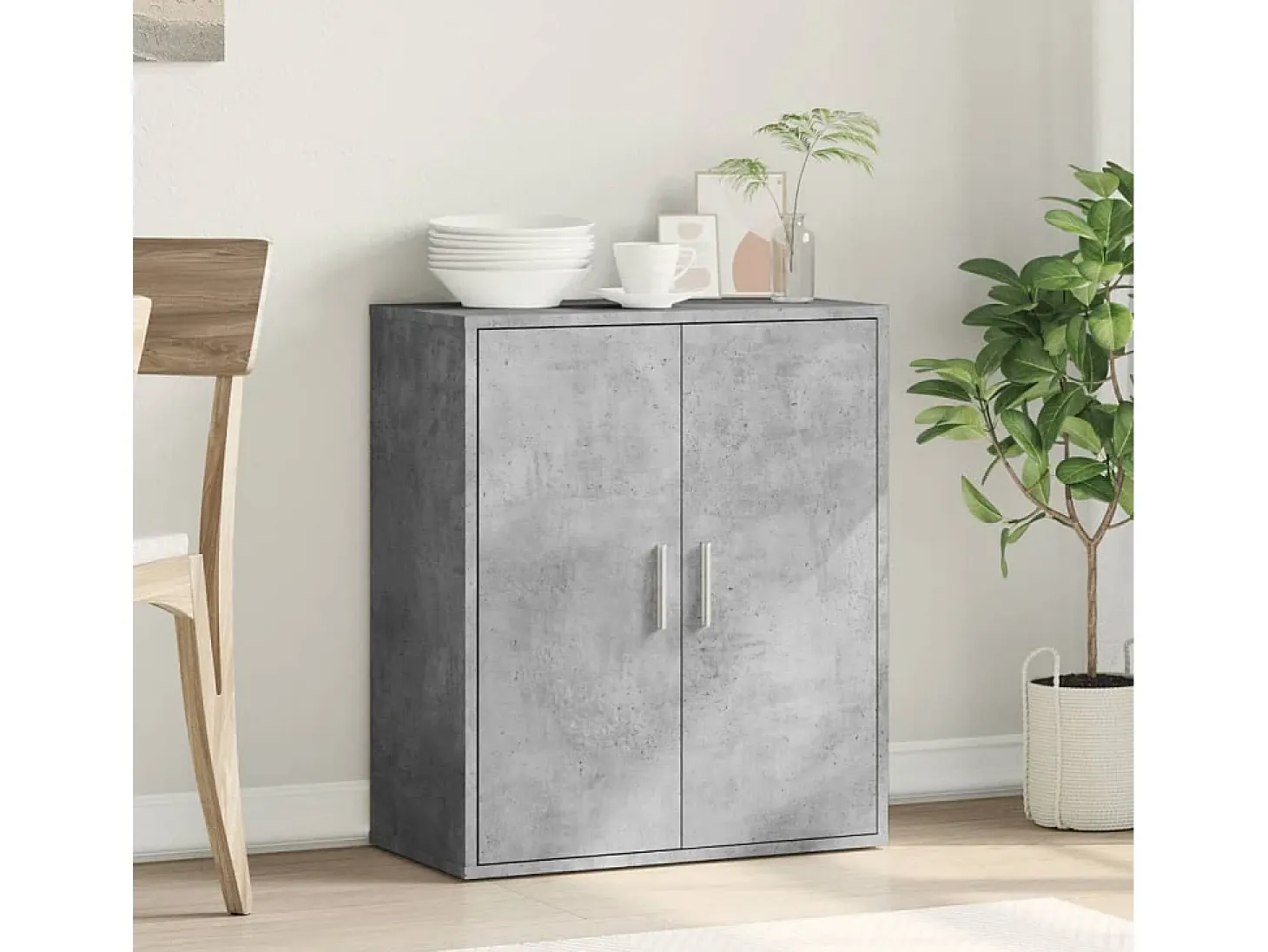 Aparador de madera de ingeniería gris hormigón 79x38x80 cm