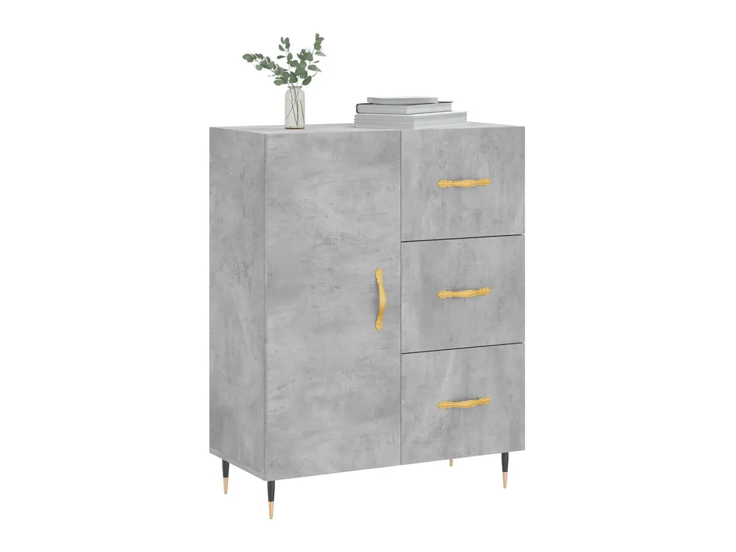 Aparador de madera de ingeniería gris hormigón 69,5x34x90 cm ES64524