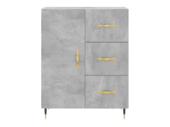 Aparador de madera de ingeniería gris hormigón 69,5x34x90 cm ES64524