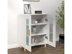 Aparador de madera de ingeniería blanco 69,5x34x90 cm ES94650