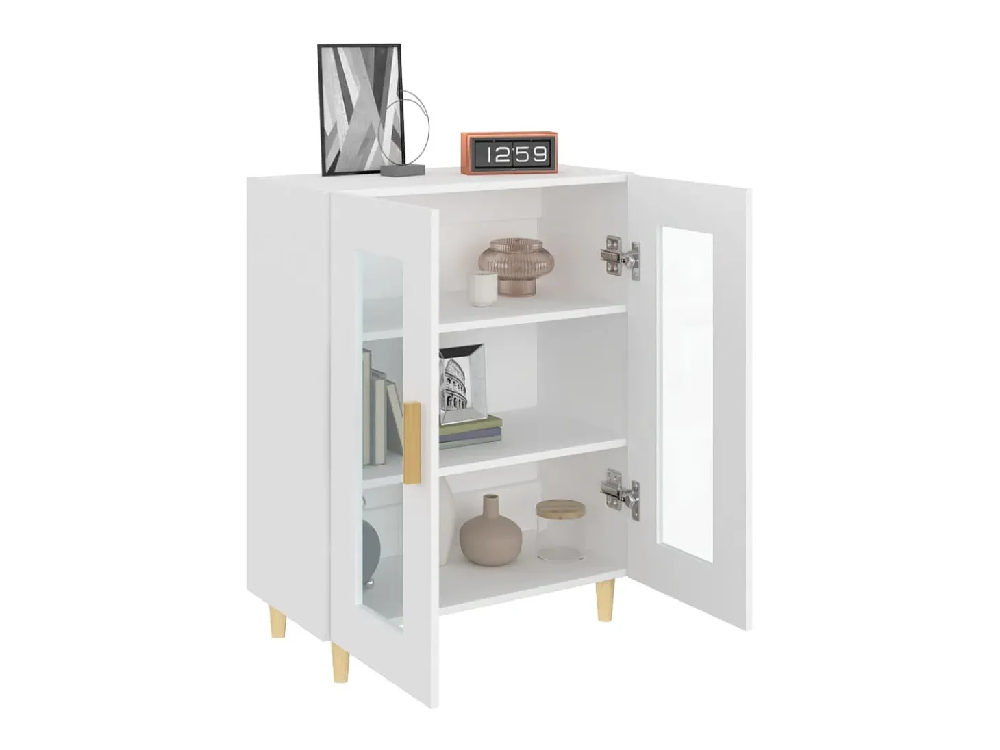 Aparador de madera de ingeniería blanco 69,5x34x90 cm ES94650