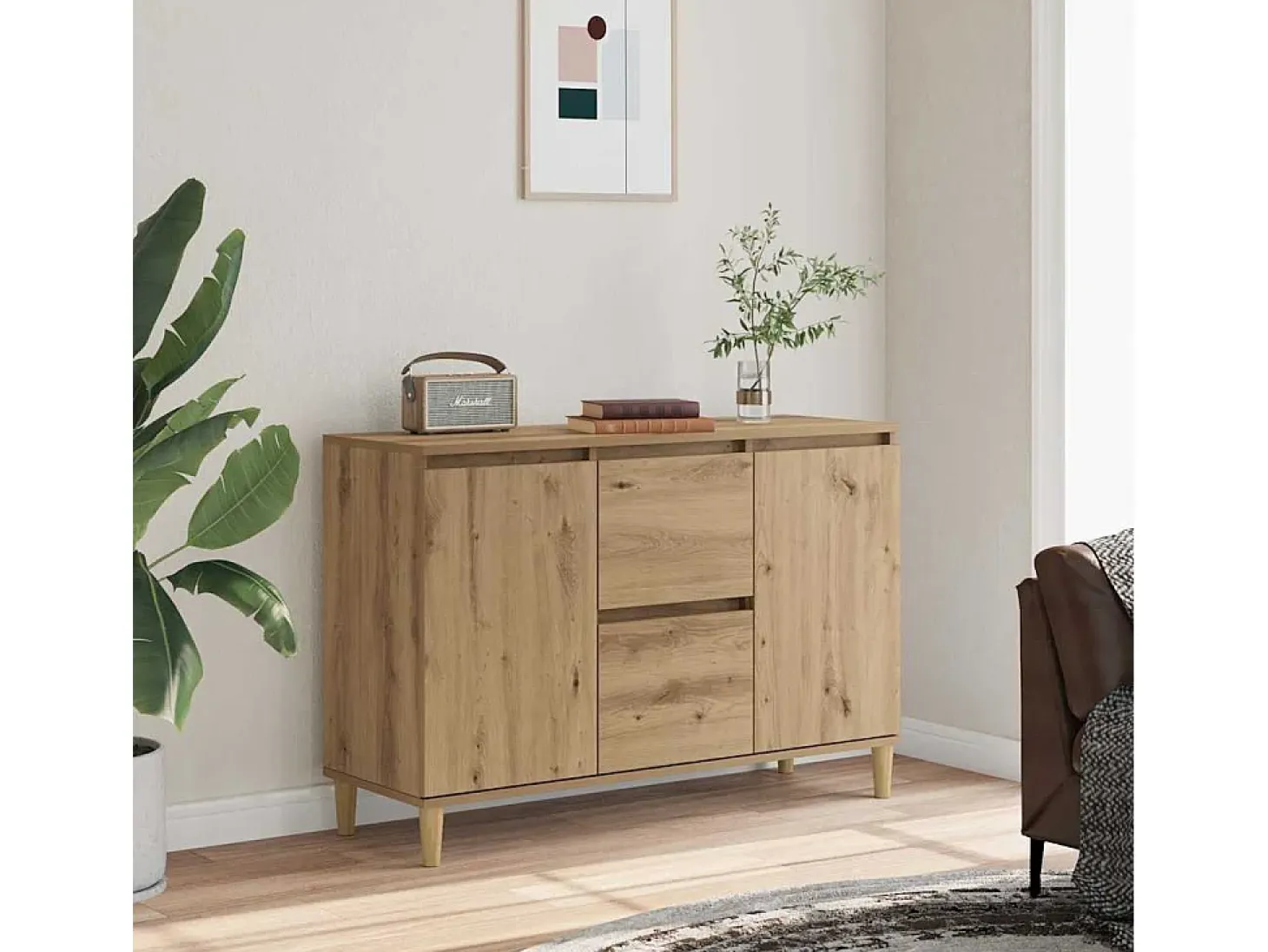 Aparador de madera de ingeniería roble artisan 102x35x70 cm
