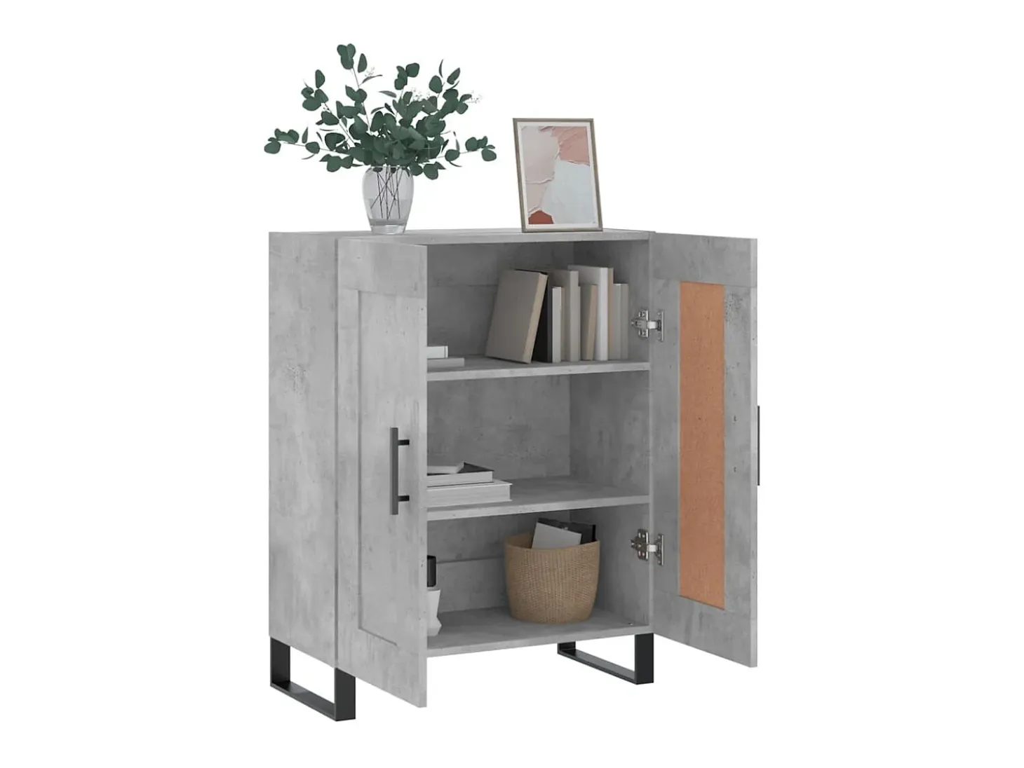 Aparador de madera de ingeniería gris hormigón 69,5x34x90 cm ES96920