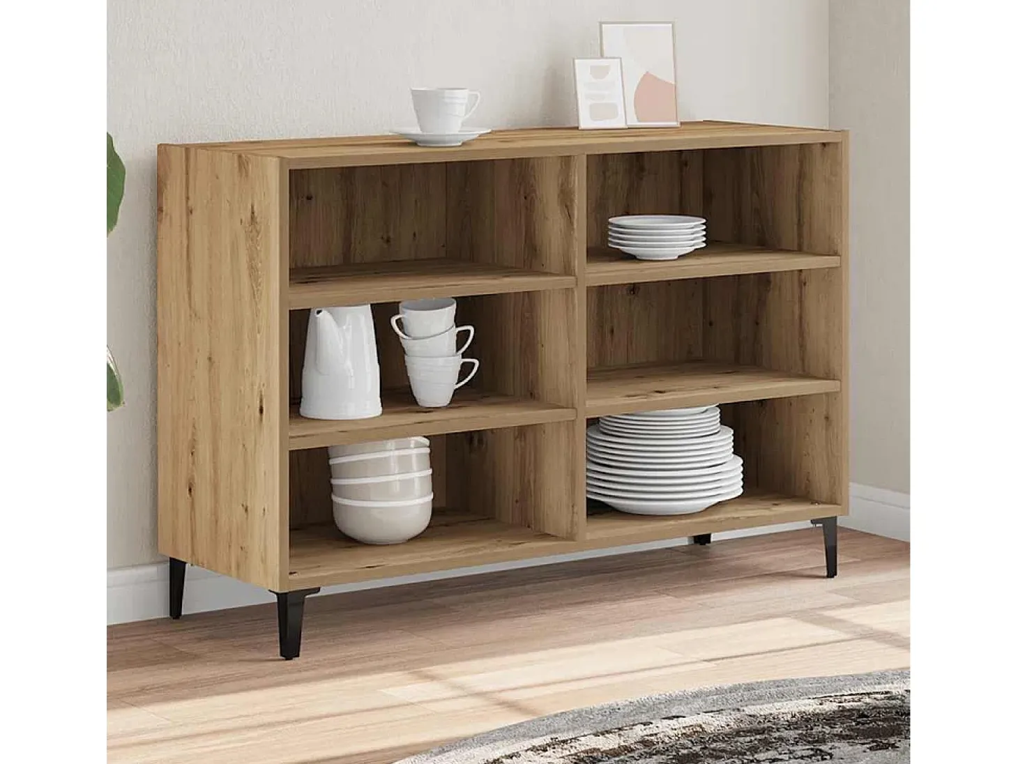 Aparador de madera de ingeniería roble artisan 103,5x35x70 cm