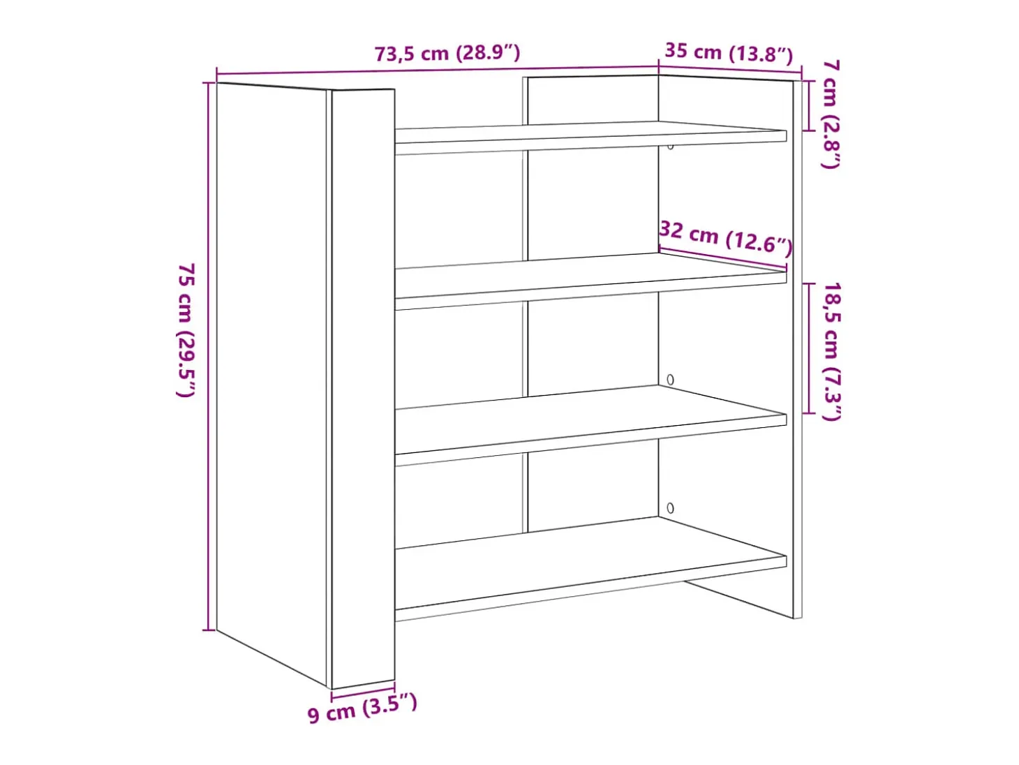 Aparador de madera de ingeniería gris Sonoma 73,5x35x75 cm