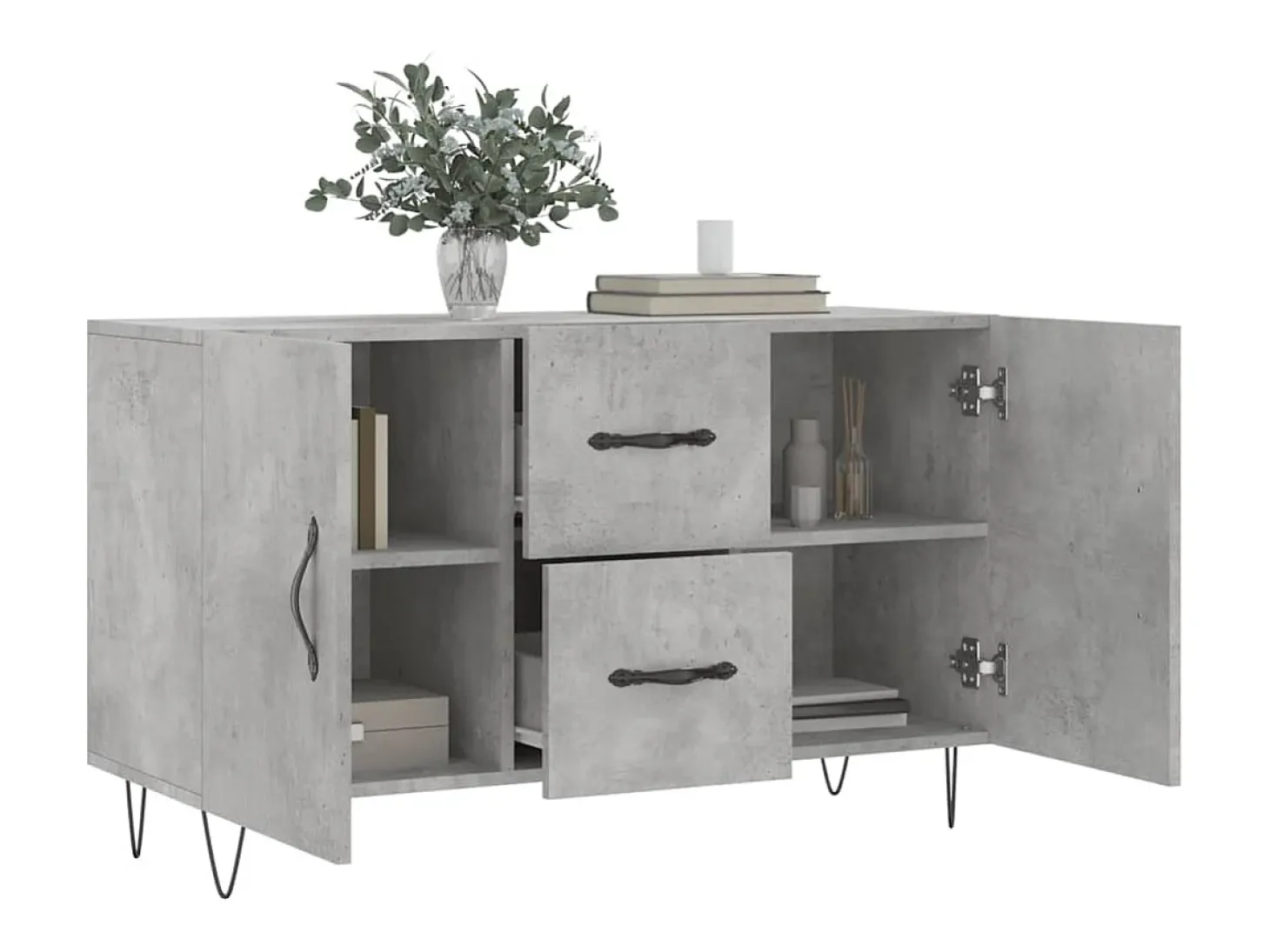 Aparador de madera de ingeniería gris hormigón 100x36x60 cm