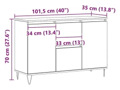 Aparador de madera de ingeniería roble artisan 101,5x35x70 cm