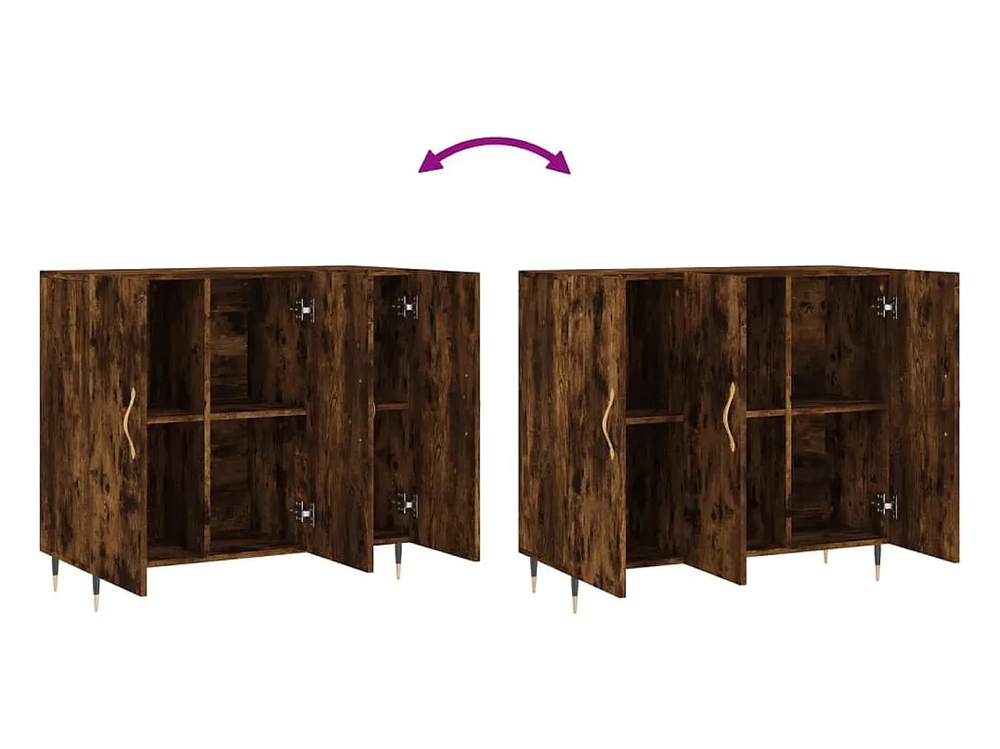 Aparador de madera de ingeniería roble ahumado 90x34x80 cm