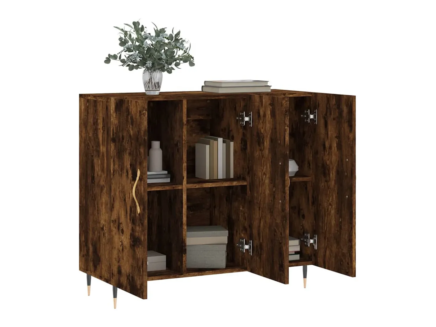 Aparador de madera de ingeniería roble ahumado 90x34x80 cm