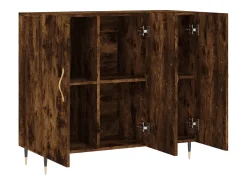 Aparador de madera de ingeniería roble ahumado 90x34x80 cm