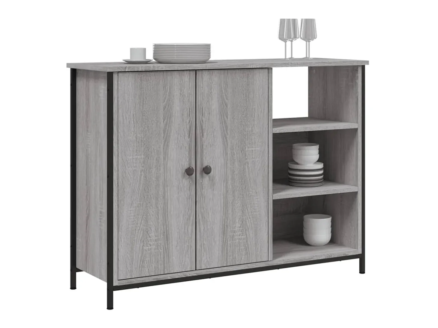 Aparador de madera de ingeniería gris Sonoma 100x33x75 cm ES31242