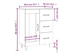 Aparador de madera de ingeniería roble Sonoma 69,5x34x90 cm